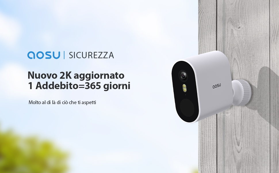 AOSU telecamera wifi esterno: visione notturna e nessun costo mensile