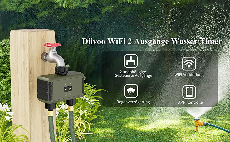 Diivoo Timer Irrigazione WiFi con Hub: Programmazione facile e precisa