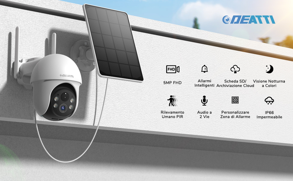 360° PTZ videocamera sorveglianza esterno wifi DEATTI 5MP