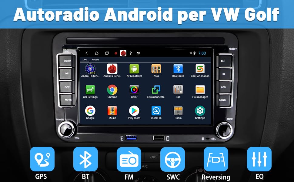 Autoradio Android con GPS Navigatore per VW Golf Polo