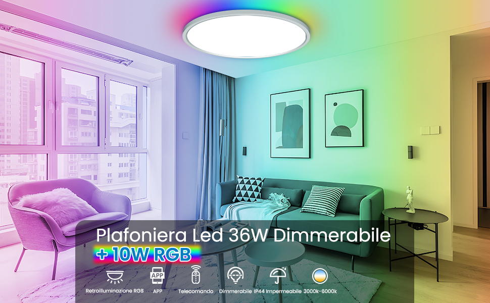 Wayrank Plafoniera LED per Bagno e Camera da Letto